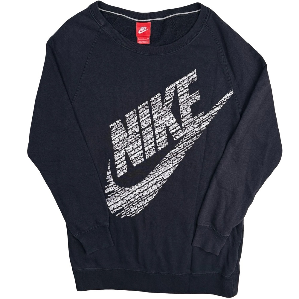 Nike There Is No Finish Line Sweatshirt Black Big Logo Crewneck Small 823705